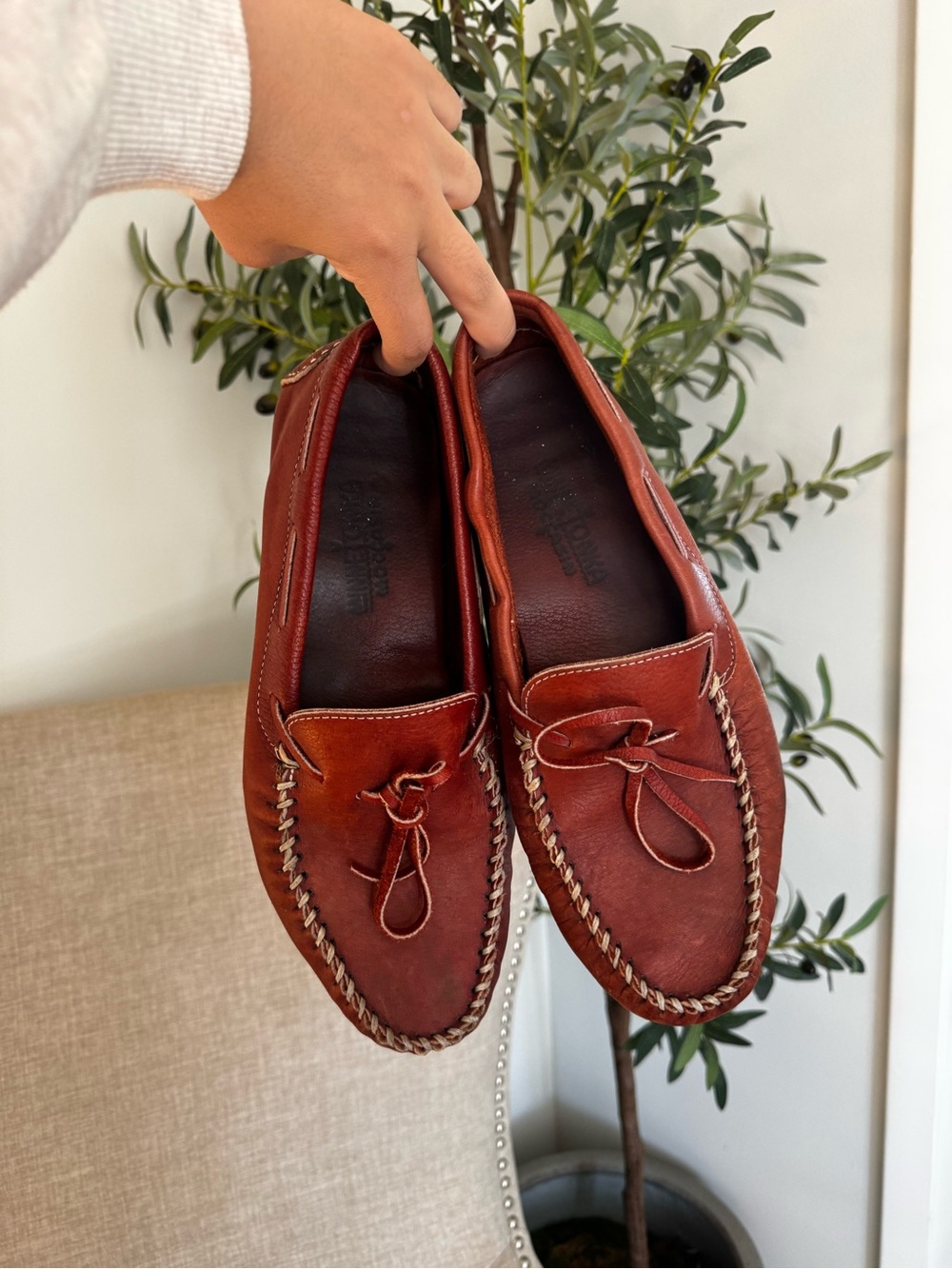 Minnetonka Leather Boat Shoes Moccasins Brown Shoes Men’s Size 13